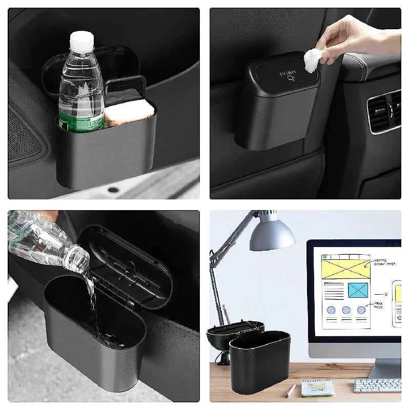 Compact Car Trash Can – Spring-Close Lid